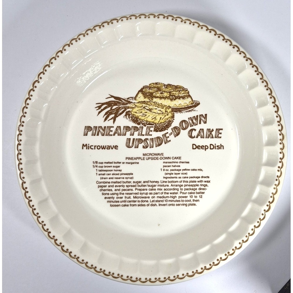 Royal China Country Harvest Pineapple Upside-Down Cake Ceramic Recipe Pie Dish